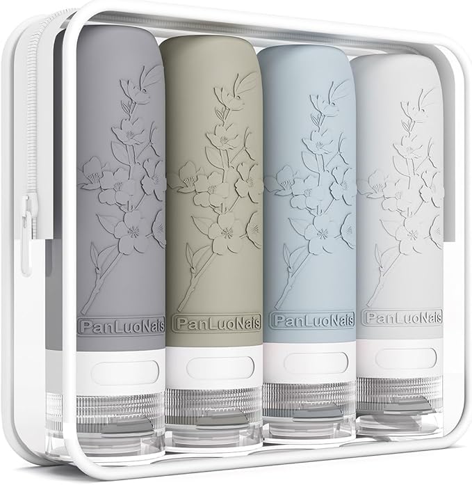 Silicone Travel Bottles for Toiletries, TSA Approved Leak-Proof Toiletry Containers for Airplane & Vacation by PanLuoNais