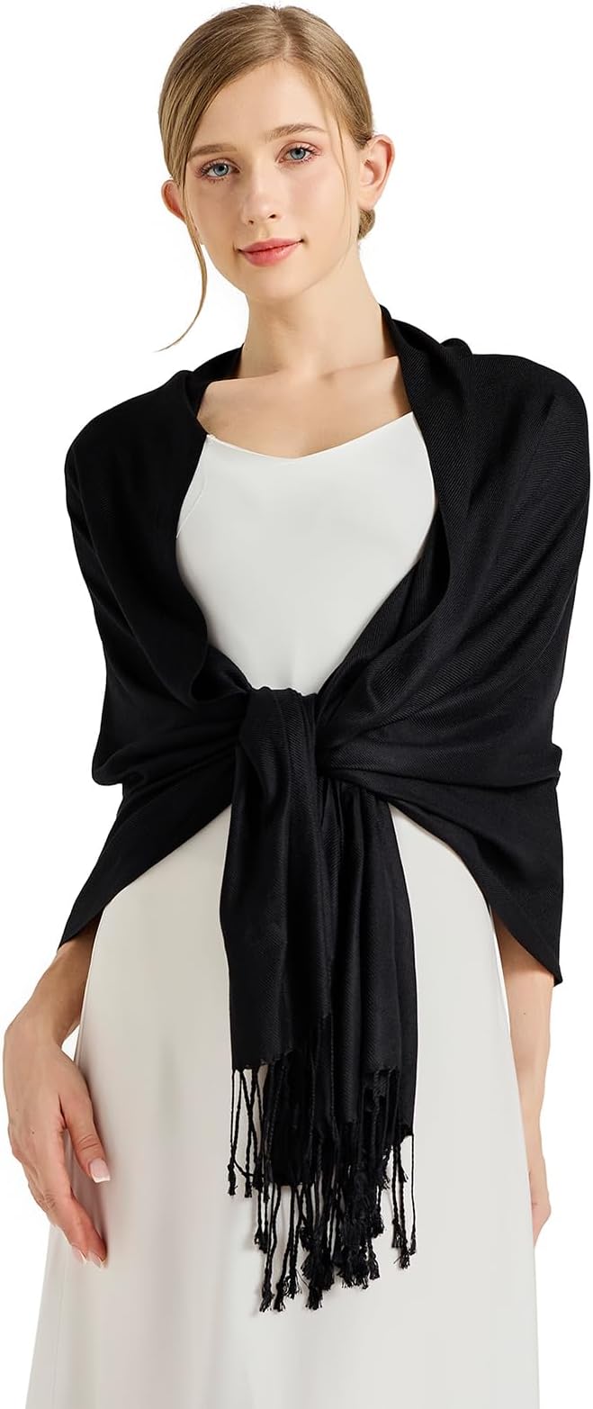 Soft Silky Pashmina Shawl Wraps Solid Colors Scarf for Wedding Evening Dresses - Image 5