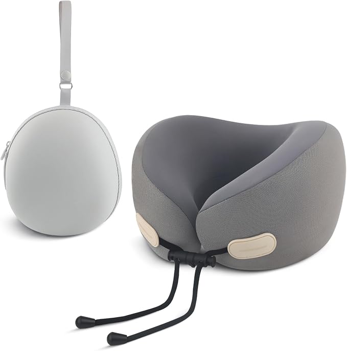 Travel Neck Pillow for Airplanes, Cars and Offices Comfortable Rest Sleep Neck Pillow for Travel,Portable oldable Donut Pillow-Grey and Ivory White (Grey) by Unknown
