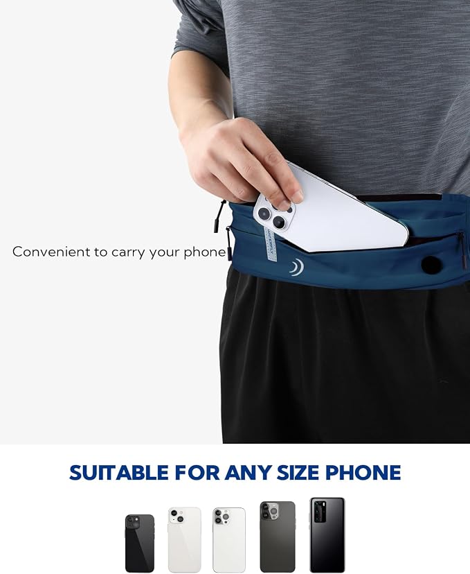 WATERFLY Running Belt Fanny Pack:Phone Holder Belt for Men Women | Lightweight, Soft and breathable fabric,SBS zipper, adjustable waist belt, Zero bounce, Suitable for running workout Fitness - Image 3