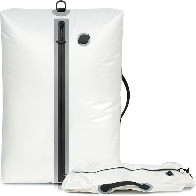 BAGAIL TPU Vacuum Bag for Travel, Reusable Compression Bag with IPX8 Waterproof Zipper, Save Space for Suitcase, Backpack and Carry on (White, Large, No Pump) by BAGAIL