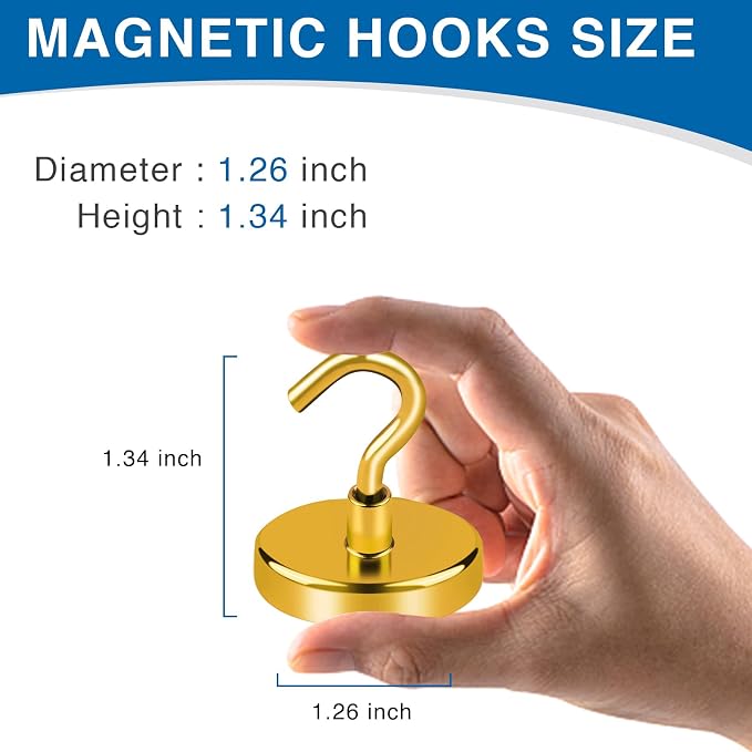 LOVIMAG Magnetic Hooks, Cruise Essentials 2026, 12 Pack-130LBS | Heavy Duty Strong Magnet Hook for Cruise Cabin, Refrigerator Fridge, Ship, Classroom, Kitchen Grills, Yellow - Image 3