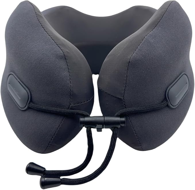 Ultra-Soft Travel Neck Pillow, Ergonomic Design with Contoured Shape, Breathable Fabric,Internal Structure，Travel Blanket Airplane Compact with Bag，Airplane Essentials (Basque Black) by Unknown
