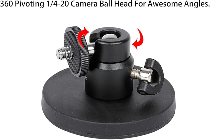 PellKing Magnet Camera Mount for GoPro Insta360 DJI Action Action Camera | Rotation Ball Head Super Strong Rubber Coating Neodymium Magnet for Car, Attaches to Steel or Other Magnetic Surfaces - Image 2