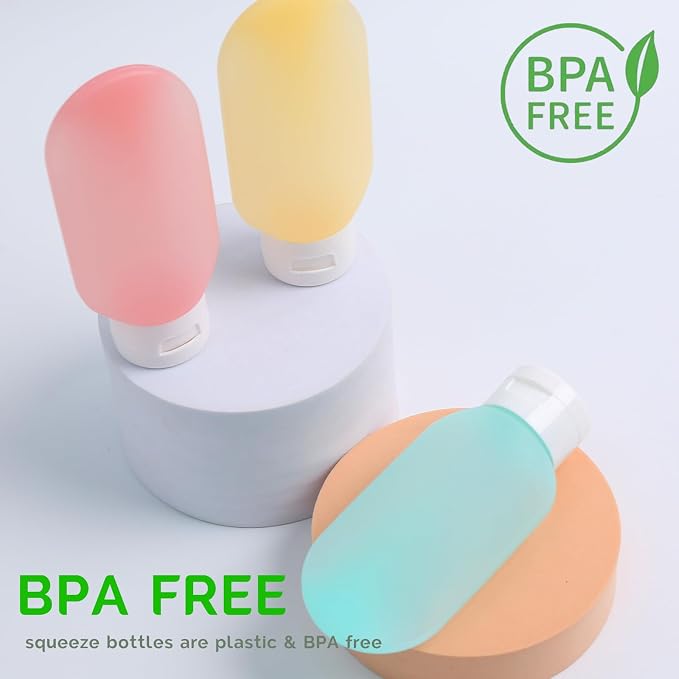 Travel Bottles for Toiletries 6 Pack, Leakproof 2 oz Tsa Approved Travel Size Containers, BPA Free Plastic Shampoo and Conditioner Bottles, Camping Travel Essentials (Multicolor - B) - Image 2