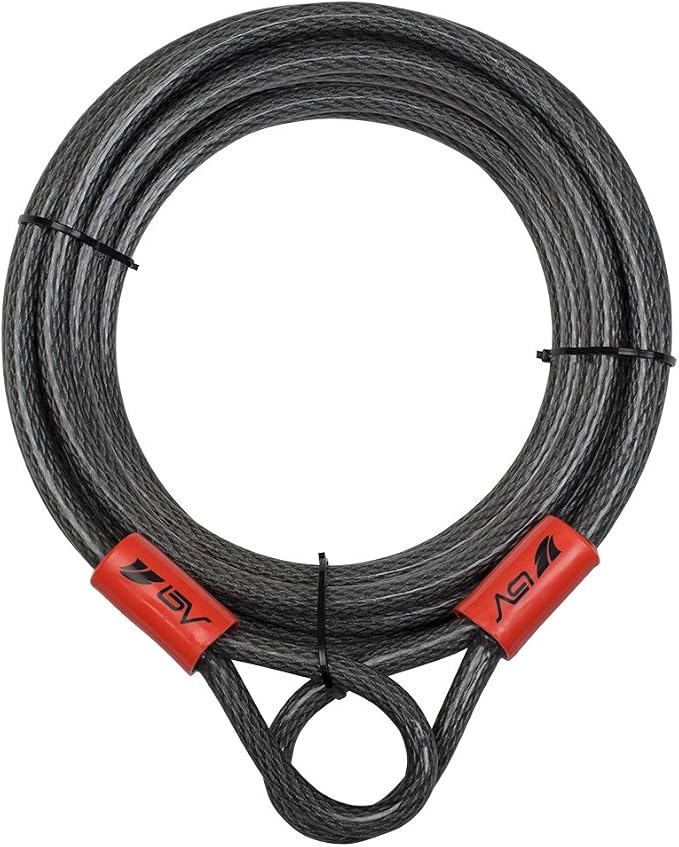 BV Heavy-Duty 30FT Security Cable with Loops - 10mm (3/8 Inch) Cut-Resistant Braided Steel Cable - Versatile & Weatherproof - Security Chain for Padlock, Chain Lock, Wire Lock by BV