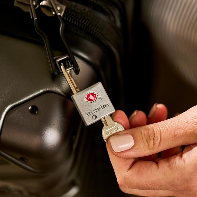 Master Lock TSA Luggage Lock Keyed Alike, Brass and Nickel, 4-Pack 4683Q | TSA Accepted Luggage Lock For Suitcases, Backpacks, Travel Bags, Airport Security, Brass, 7/8-inch Long Steel Shackle - Image 7