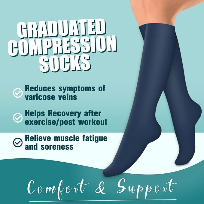 Compression Socks for Women & Men Circulation(6 pairs)-Graduated Supports Socks for Running, Athletic Sports - Image 3
