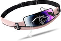 Slim Running Belt for Women and Men, Waterproof Phone Holder for Running, Reflective 2-Pocket Waist Pack for Storing Runner’s Essentials Safely, Runner’s Fanny Pack, Money Belt Fits Most Phones (Pink) by Unknown