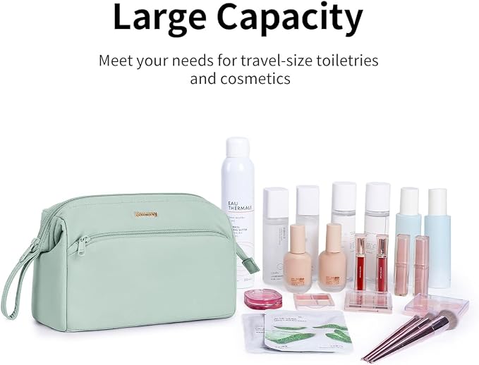 Narwey Makeup Bag Women Large Wide-open Make up Bag Travel Cosmetic Organizer Toiletry Bag for Cosmetics Toiletries Accessories (Mint Green) - Image 5