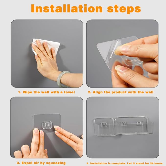 Adhesive Wall Mount Organizer Box,Acrylic Shelves for Wall,No Drilling Hang Walls,with Self Adhesive Tape,Automatic Draining for Bathroom, Kitchen, Living Room - Clear (Small) - Image 9