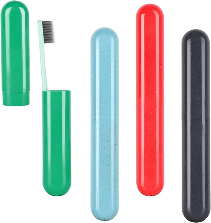 Hooqict 4 Pack Travel Toothbrush Case Portable Travel Toothbrush Holder Plastic Toothbrush Container Protector Cover for Traveling, Camping, Home, School, Business by Hooqict