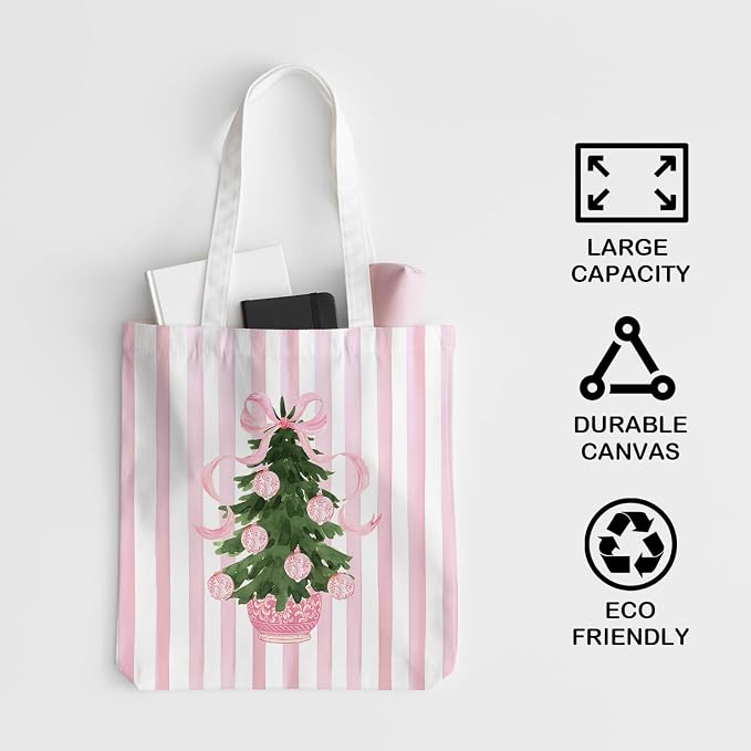 JINYO Preppy Canvas Tote Bag, Inspirational Tote Bags for Women - Image 5
