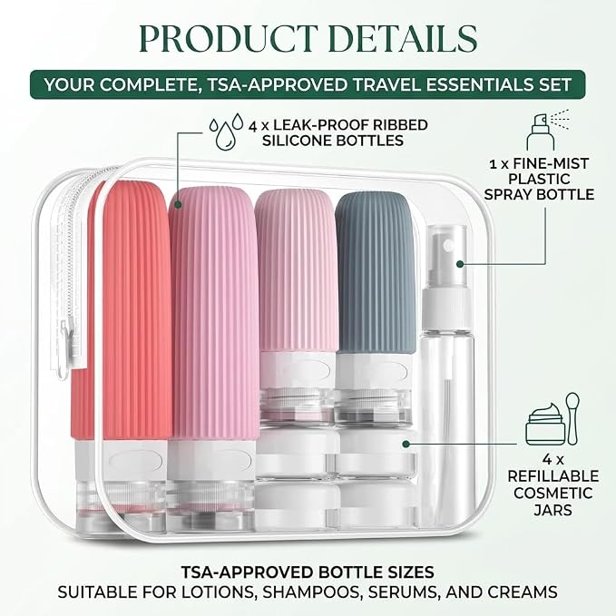 Portable Travel Toiletry Bag with Multiple Compartments | Leak Proof Bottle Set & Waterproof Hanging Organizer for Men & Women | Large Capacity for Makeup, Beach, Bathroom Essentials & Personal Items - Image 2