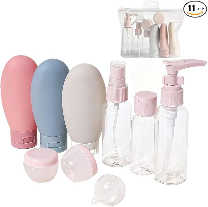 11pcs Travel Bottles for Toiletries, TSA Approved Travel Size Toiletries Containers Kit, Leak Proof Squeezable Travel Toiletry Liquid Bottles, Refillable Containers for Shampoo Conditioner Lotion by Phonecasewithkickstand