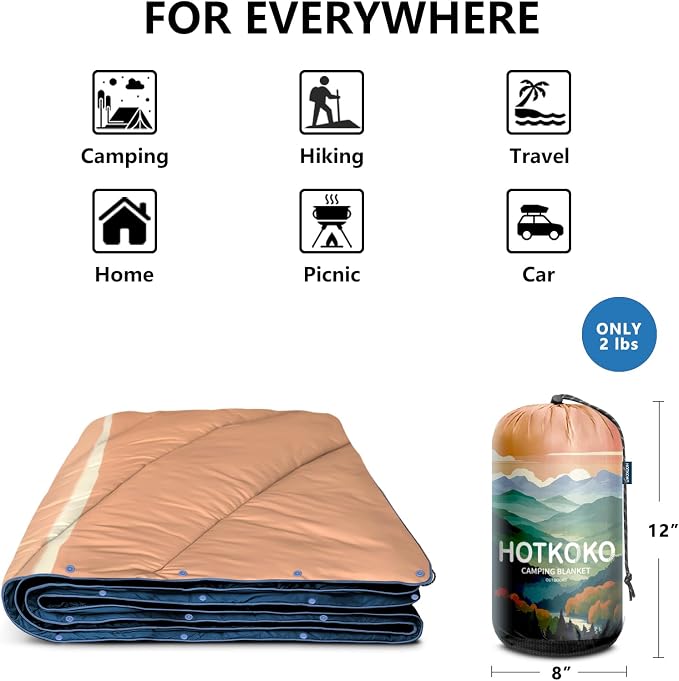 Puffy Camping Blanket,Large Camp Blanket Outdoor Camping Quilt Waterproof | Lightweight Printed Warm Packable Down Alternative Blanket for Camping,Traveling, Stadium, Hiking, Picnics - Image 7