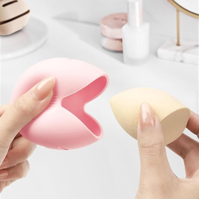 Silicone Makeup Brush Holder Travel Case No Odor Nylon Strap Closure | Water-Resistant Brush Organizer for Travel Makeup Brushes Storage (Pink) - Image 3
