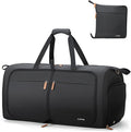 Lekesky Foldable Travel Duffle Bag for Women, 80L Large Duffel Bag with Separate Shoes Compartments & Straps, Carry On Weekend Bag for Women, Hospital, Overnight (Black) by LEKESKY