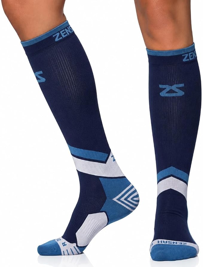 Zensah Tech+ Compression Socks - Knee High Running Socks for Sports, Travel, Made in Italy by Zensah