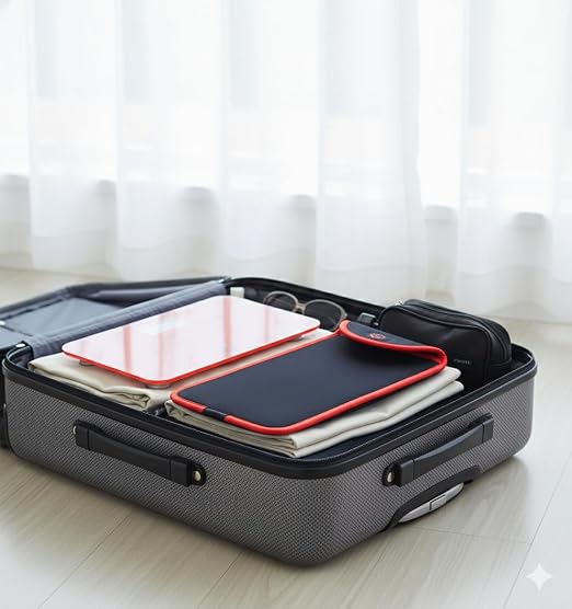 NewlineNY Red-Orange Mini Bathroom Scale + Travel Slip Case SBB0720M-NYRO + NY-MSS101-BRO - Image 9