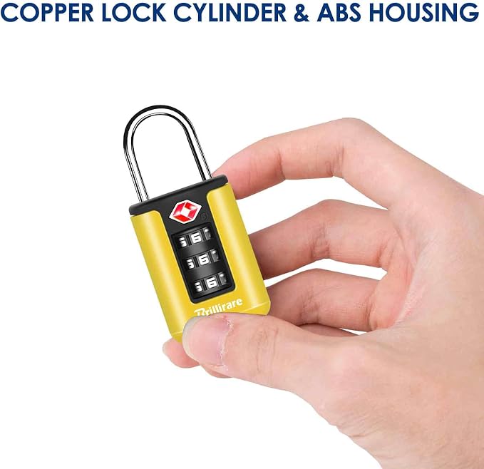 2 Pack TSA Approved Luggage Locks, Combination Travel Padlock, 3-Digit Waterproof Lock, TSA Outdoor Keyless Resettable Lock for Lockers, Bags, Backpack, Gym, Gate-Yellow - Image 8