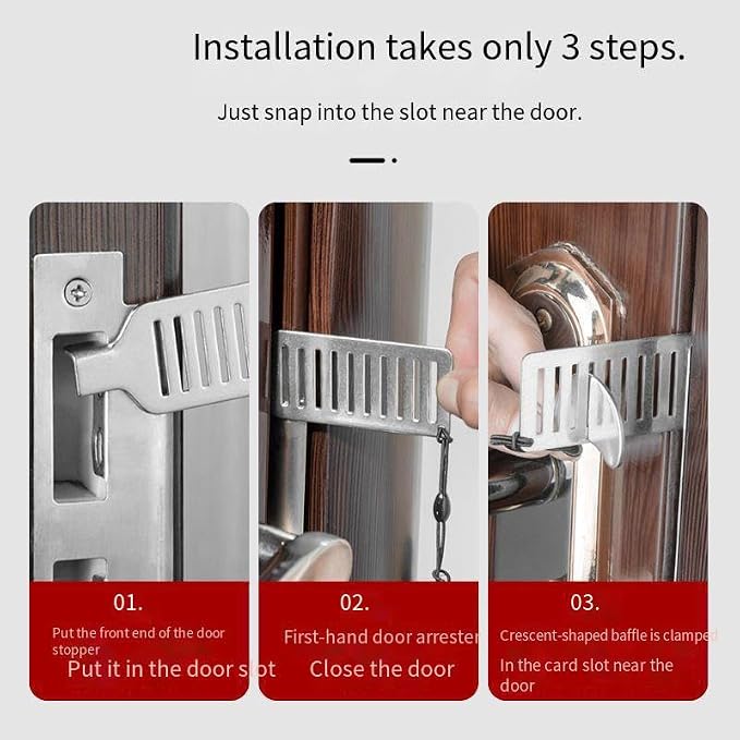 Ximimark 2pc Portable Door Lock - Punch-Free Security Latch for Home, Hotel, and Travel - Anti-Theft Safety Latch for Doors - Image 9
