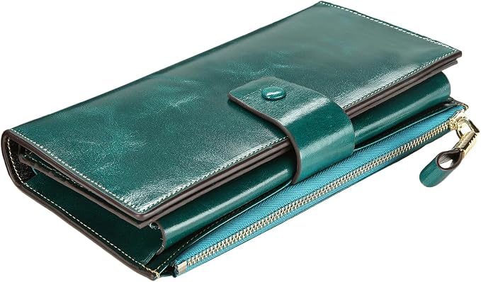 Itslife Women's RFID Blocking Large Capacity Luxury Wax Genuine Leather Clutch Wallet Ladies Card holder - Image 7