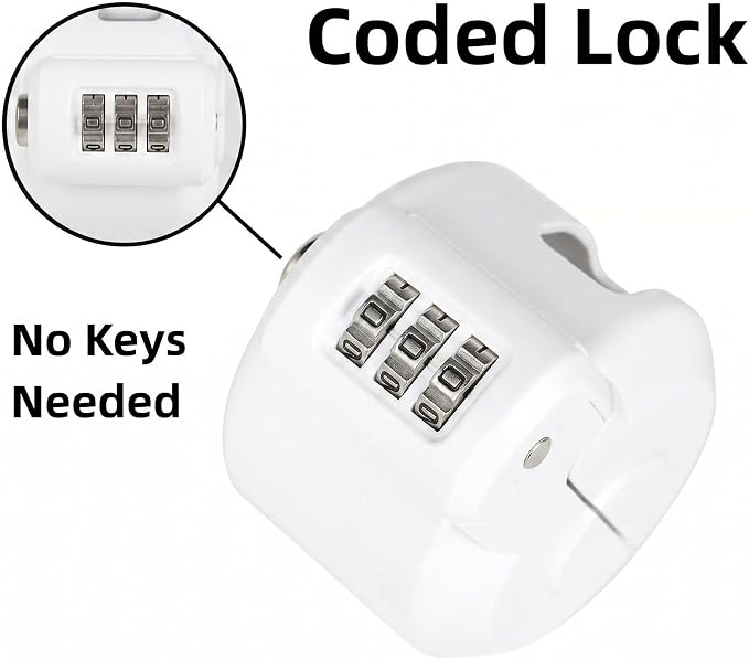 Keyed Door Handle Lockout Device Cover with Code to Disable Access to Keyhole Combination Lock for Bedroom from Outside Only Fits Handle Lock with Long Connecting Shaft (1, White) - Image 4