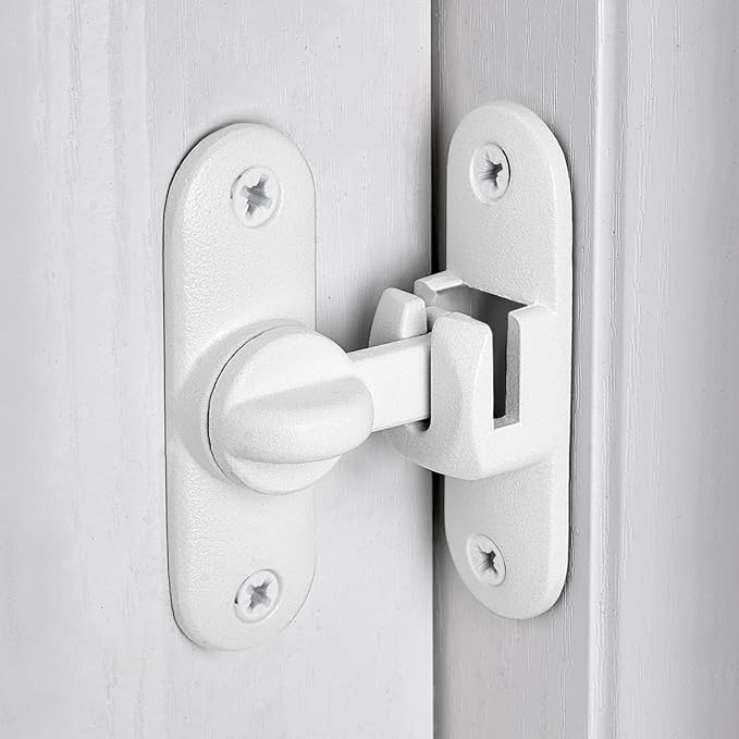 Matte White 90/180 Degree Barn Door Latches,Flip Gate Lock | Zinc Alloy Flip Gate Latches,Right Angle Door Lock,for bedroom,garage,sliding door,window,cabinet,drawer,pet enclosures - Image 3