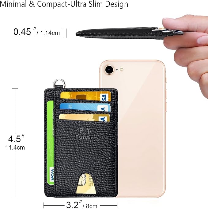 FurArt Slim Minimalist Wallet RFID Credit Card Holder for Men | slim minimalist compact rfid id window thin - Image 7