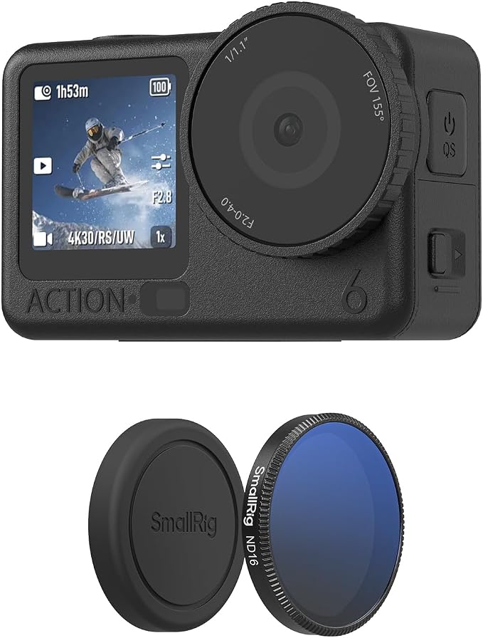 SmallRig ND16 Filter for DJI Osmo Action 6, Snap-On Polarizing Neutral Density Filter, with Lens Silicone Cover & Cleaning Cloth, HD Optical Glass/Multi-Coated - 6084 by SmallRig