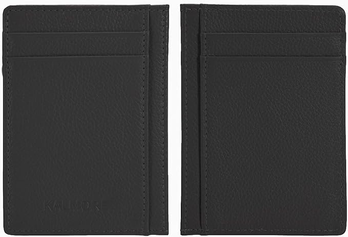 KALMORE womens Credit Holder Genuine Leather Slim Minimalist Card Case Wallet, Black With Id Window - Image 7