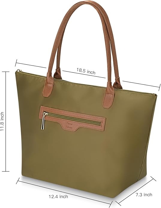 Nylon Tote Bag for Women with Zipper, Travel Shoulder Purses | Lightweight Large Laptop Shoulder Handbag with Zipper, Spacious Purse for Gym and Shopping - Image 5