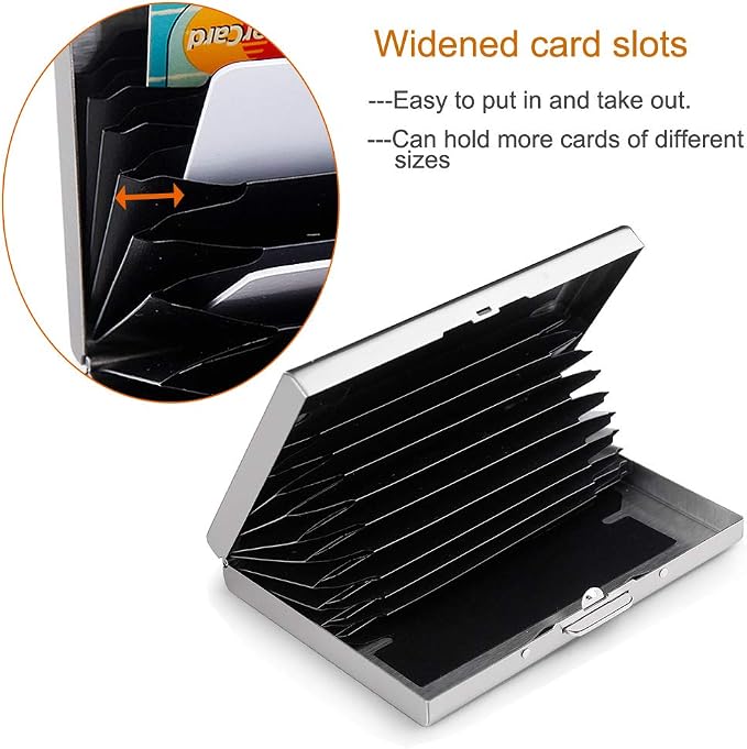 RFID Credit Card Holder Protector Metal Credit Card Wallet Business Card Holder for Men Women Gift Box Package (Silver) - Image 4