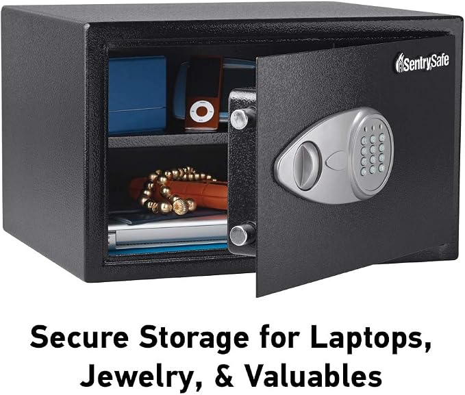 SentrySafe Black Home Safe with Shelf and Digital Keypad, Large Safe for Laptop, Documents, Money, Exterior: 10.6 x 16.9 x 14.6 Inches, X125 | Large Safe With Interior Shelf, Bolt Down Hardware and Digital Keypad, Securely Stores Laptop Computers, Char... - Image 4