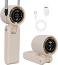 3 IN 1 Portable Handheld Mini Fan, Compact Personal Cooling, 100Speeds, Rechargeable, Quiet Operation, USB-C, for Travel, Office, Outdoor (Beige) by Unknown