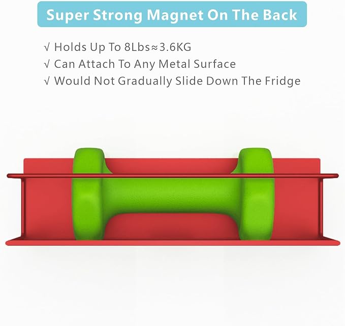 Magnetic Spice Rack For Refrigerator, Space Saving Magnetic Shelf For Fridge Red 2 Pack With Magnetic Paper Towel Holder - Image 3