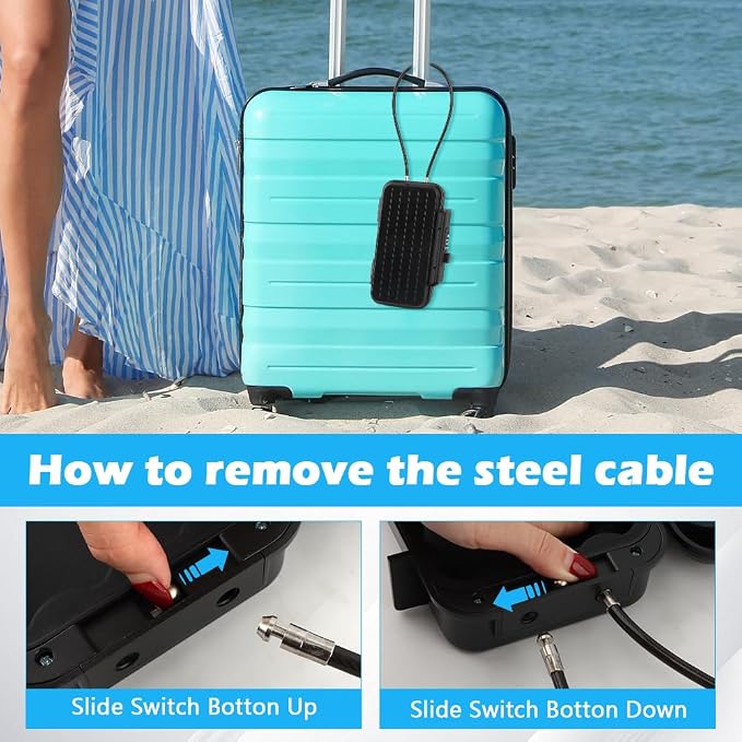 Portable Travel Safe Lock Box with 4 Digit Combination, Anti-Theft Travel Safe with Steel Cable, Waterproof Security Case for Beach, Travel, Hotel, Dorm - Image 8