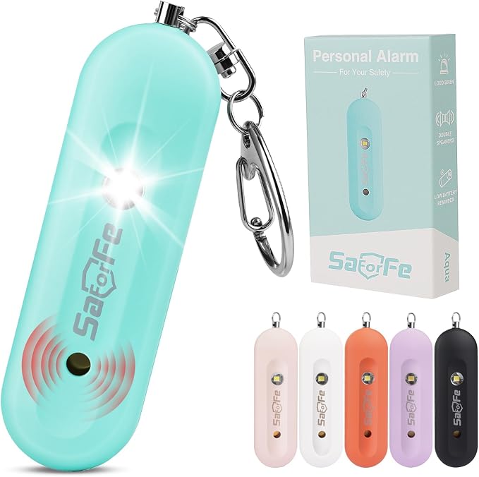 Personal Safety Alarm - Waterproof Rechargeable Security Alarm - 140dB Extra Loud Siren & Strobe Light - Self Defense Keychain - Gift for Women, Teenagers, College Girls, Seniors (Aqua) by Unknown