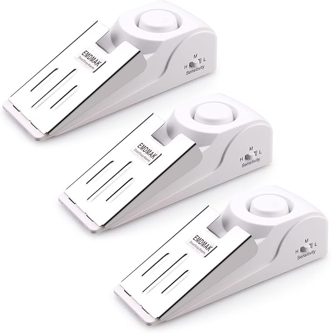 EMDMAK Door Stop Alarm with 120DB Siren Door Stop for Home & Travel (White) (Pack of 3) by EMDMAK%C2%AE