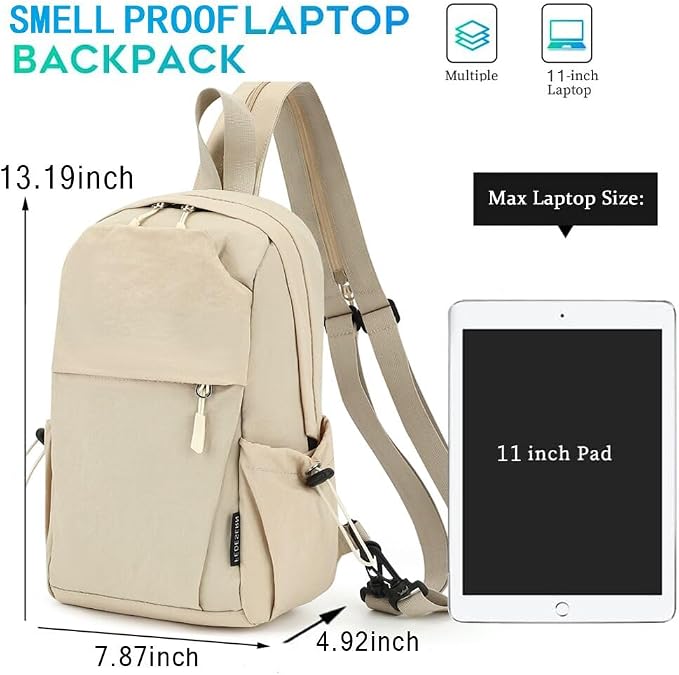Carbon Lined Backpack,Waterproof Zipper Sling Backpack,Travel Chest Shoulder Bag,Lightweight Unisex Crossbody Casual Daypack for Men & Women(Beige) - Image 3