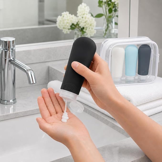 INSFIT Travel Bottles for Toiletries, TSA Approved 3oz Travel Size Containers, BPA Free Leak Proof Squeezable Silicone Tubes for Shampoo Conditioner Lotion Body Wash with Labels - Image 5