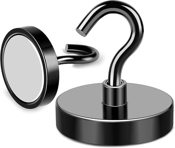 Magnetic Hooks Heavy Duty 150LB+ Strong Black Magnets Hook | Rare Earth Neodymium Hooks with Epoxy Coating Cruise Magnets with Hook for Hanging Refrigerator Garage 6 Pack - Image 6