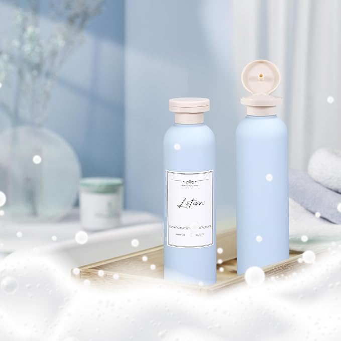 8.8oz Travel Essentials Shampoo Bottles for Toiletries,Empty Plastic Squeeze Bottles with Flip Cap for Toiletries Travel Size Shampoo and Conditioner (3 pack, bule) - Image 6