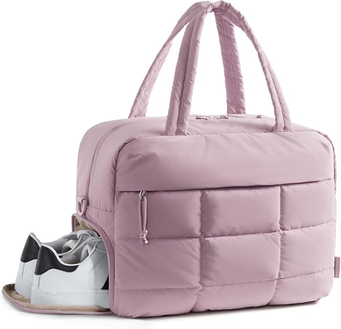 BAGSMART Gym Bag for Women, Carry on Travel Duffel Bag, Water-resistant Weekender with Shoe Compartment for Gym Travel Work, Purple, Medium - Image 8