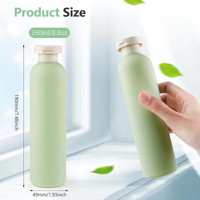 5 Pcs 260ml/8.8oz Squeeze Bottles Plastic Travel Lotion Bottles Refillable Containers with Flip Cap for Toiletries Creams Lotion Shampoo Conditioner - Image 2