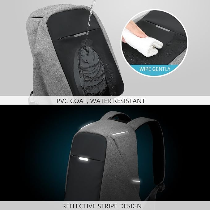 Anti Theft Backpack 15.6 Inch Laptop Travel Backpack with Hidden Zipper and USB Charging Port Waterproof Business Computer Bag for Men & Women - Image 6