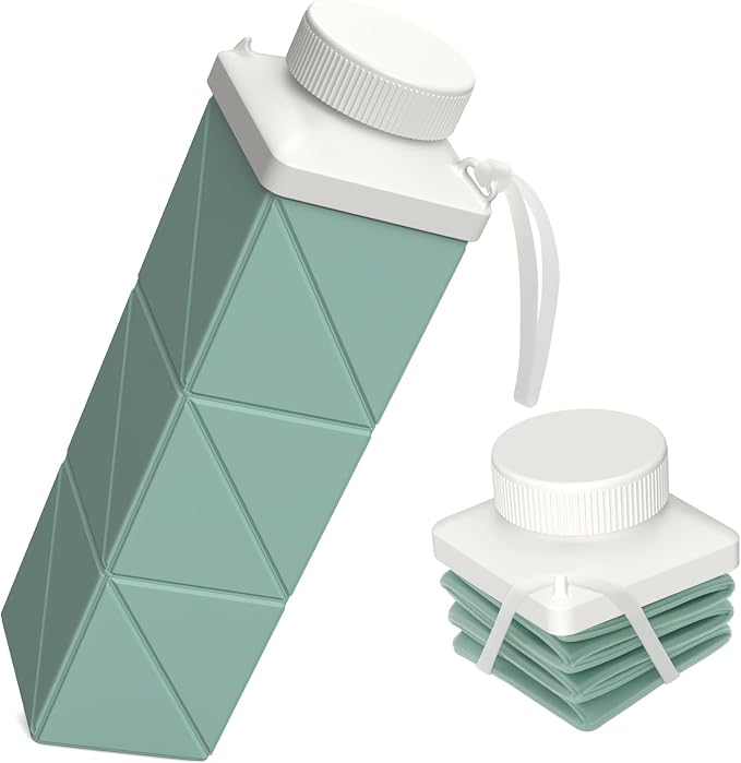 Collapsible Water Bottles, 24 oz (720 ml), Portable Travel Water Bottle | Leakproof & Reusable, Lightweight Foldable Water Bottle for Traveling, Hiking, Gym, School, Sports & Outdoor, 1 Pack (Green) by BEAUTAIL