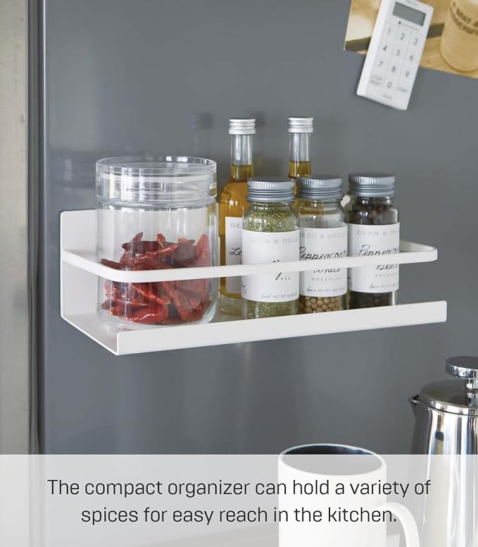 YAMAZAKI Home Magnetic Spice Storage Rack Organizer For Fridge - Steel | Magnetic storage rack organizer for fridge. Sleek steel construction with a strong magnetic mount. No assembly. - Image 4