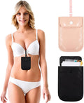 2 Pieces Travel Bra Wallet for Women Hidden Bra Wallet Pickpocket Proof Under Clothes Money Belt Pouch Secret for Passport Money Valuables(4 x 5.4 Inch,Black, Pink) by Saintrygo